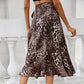 Irregular Leopard Print Lace-up Skirt With Ruffles