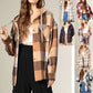 Women's Brushed Woolen Long-sleeved Hooded Shirt Plaid Coat