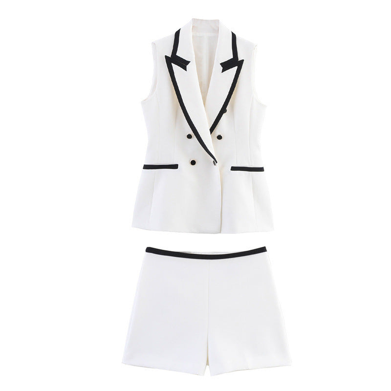 Summer Sleeveless Contrast Color Shorts Vest