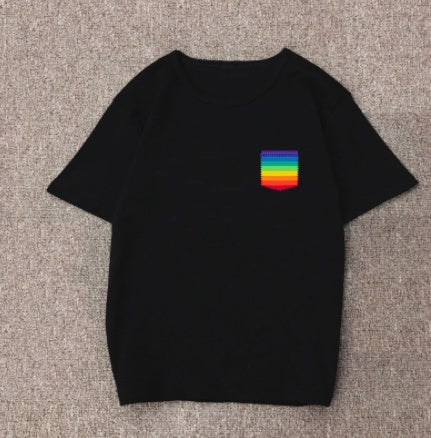 T-shirt à manches courtes et col ras du cou avec imprimé graphique européen et américain