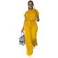Drawstring Short Top High Waist Slit Women's Suit