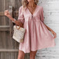 Loose-fit Woven Deep V-neck Designer Tie-front A-line Dress