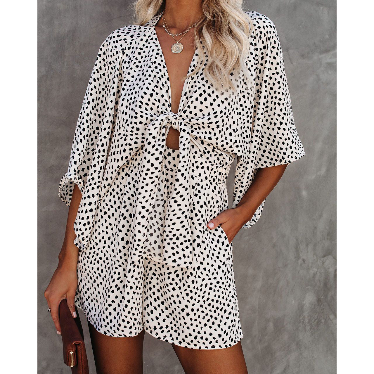 New V-Neck Wide Loose Jumpsuit For Women At Home And Holiday Style Jumpsuit