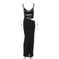 Winter New Fashion Patchwork Slit Mesh See-through Sling Dress