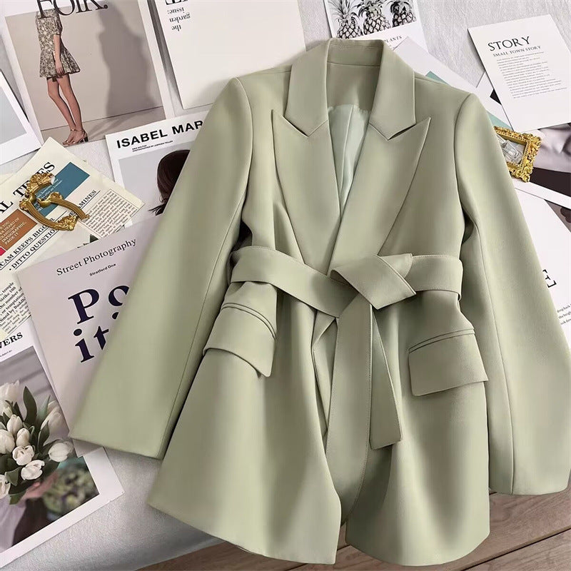 Spring And Autumn Korean Style Slim Fit Slimming Graceful And Fashionable Black Tie Small Tailored Suit Top