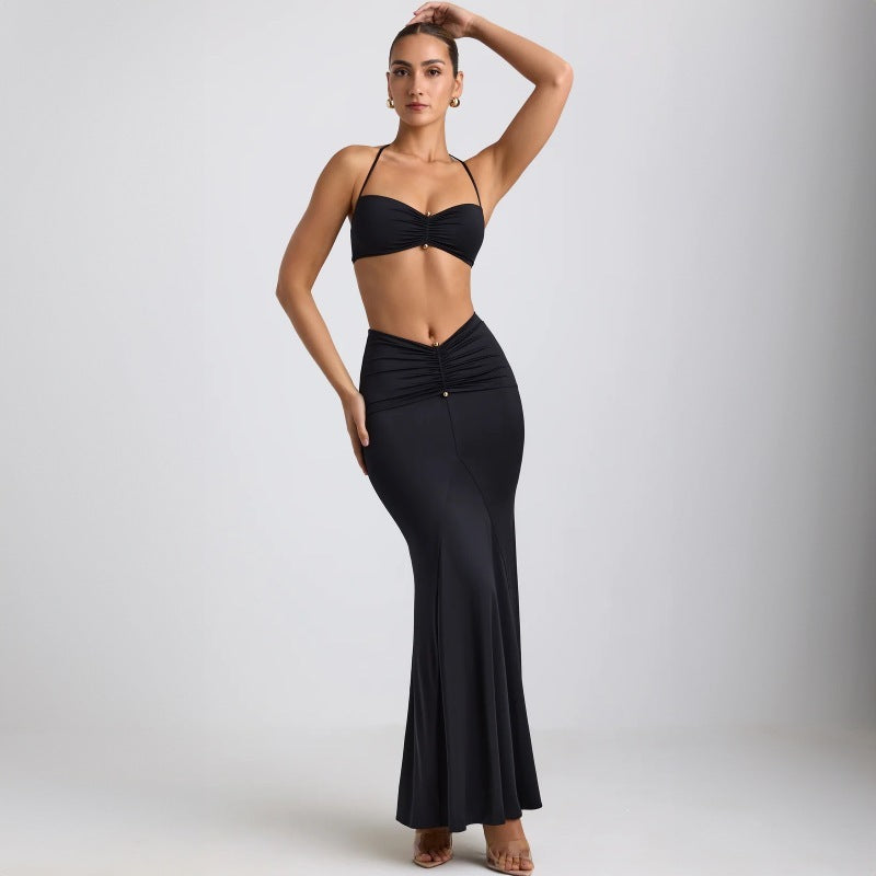 European And American Halter Spaghetti Straps Sheath Skirt Suit