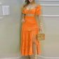 Women's Fashion Printed Split Skirt Two Piece Set