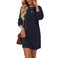 Women's Long-Sleeve Round-Neck Knitted Solid-Color Dress