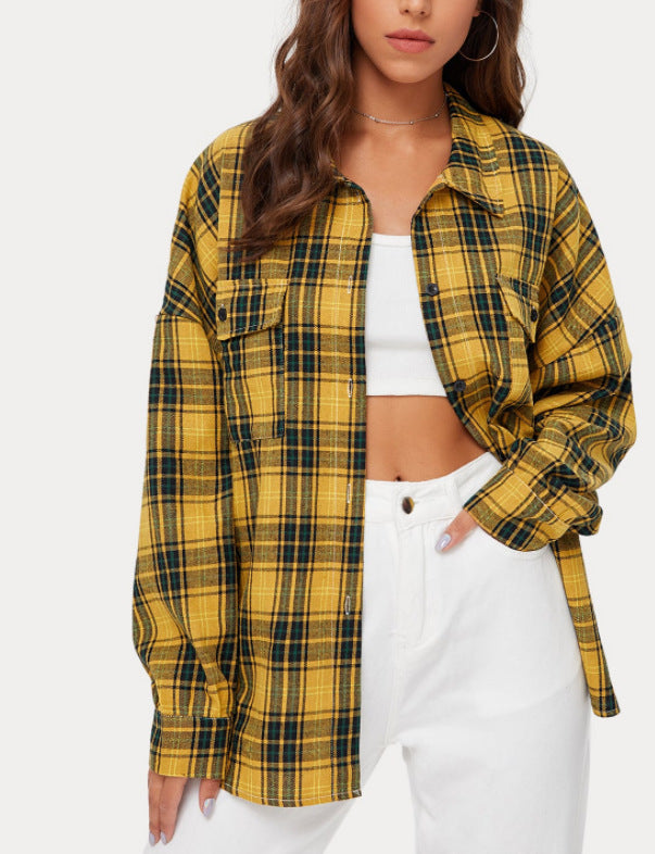 Lapel Long-sleeved Temperament Multicolor Shirt