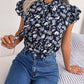 Casual Floral Stringy Selvedge Lace-up Bow Top