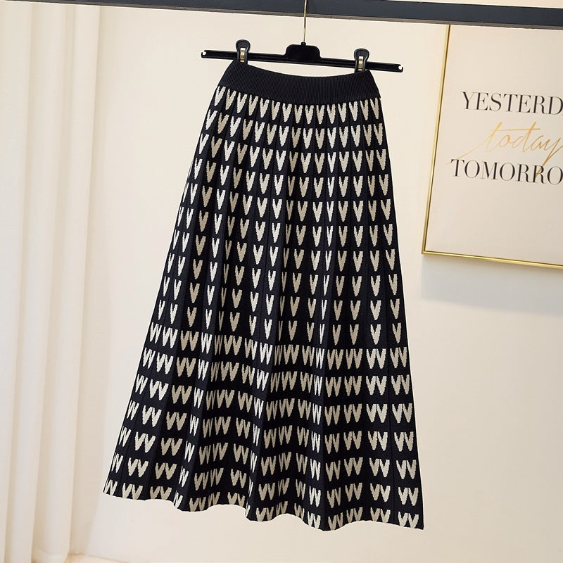 Jupe tricotée douce d'hiver avec pull