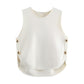 Women's Casual Sleeveless Short Side Button Decoration Knitted Top