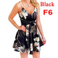 Women's V-Neck Sling Sleeveless Backless Bandage Print Swing Dress