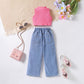 New Girls' Solid Color Sleeveless Vest Letters