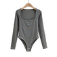 Square Neck Long Sleeve Skinny Slim Bodysuit
