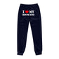 Pantalon imprimé « J'aime mon copain » Pantalon de survêtement décontracté pour homme et femme Pantalon de sport