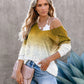 Commuter V-Neck Spray Dye Blouse Knit Top