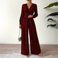 Women's  Elegant V Neck Cross Tie Waist Jumpsuit