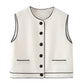 Women's Black And White Color Matching Vest Casual Suit