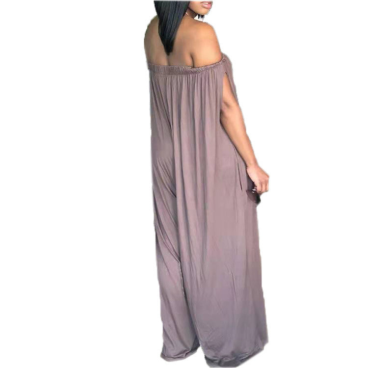 One-shoulder Tube Top Casual Loose Plus Size Sleeveless Jumpsuit