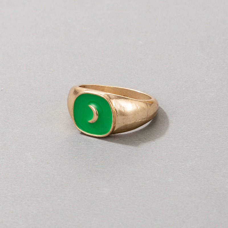 Cute Cartoon Dripping Oil Ins Wind Color Multi-element Single Ring