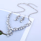 Fashion chain set sweet temperament all-match pearl diamond earrings necklace bride suit