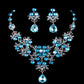 Butterfly Big Water Drop Necklace Earring Set Wedding