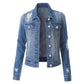 Women's Fashionable Temperament Slim-fit Buttoned Ripped Denim Jacket