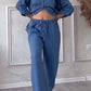 Ensemble deux pièces à lacets et pantalon large pour femme