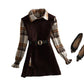 Women's Polo Collar Shirt Sweater Two-piece Set