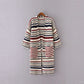 Knitted and Color Striped Double Pocket Mid-length