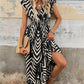 Elegant Style Printed Short Sleeve Dress Lace-up Long Hem