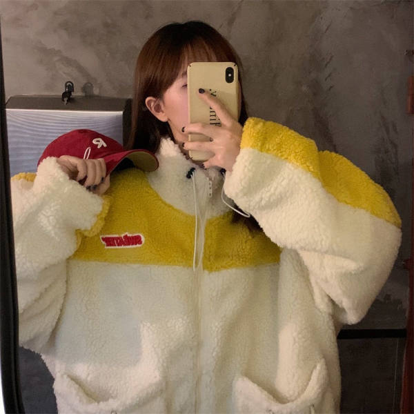 Loose stand-collar student cardigan jacket