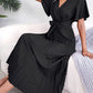 V-neck Swing Pleated Maxi Dress Women's Clothing
