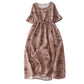 Summer Elegant Cotton And Linen Floral Belly-covering Dress