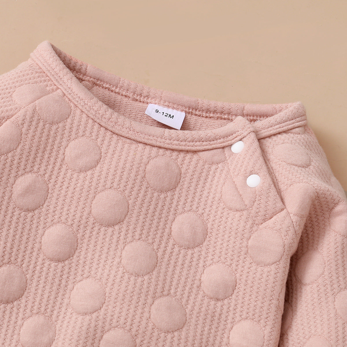 Ensemble printemps-automne pour garçons et filles, couleur bonbon, couleur unie, pois, col rond, manches longues, pantalon, vêtements pour enfants