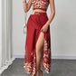 Floral-print Two-piece Slim-fit Set