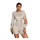 Sequined Long Sleeve Sequined Casual Jumpsuit