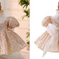 Golden Sequined Puff Sleeve Birthday Party Princess Dress