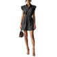 Dropped-shoulder Sleeve Polo-neck Lace-up Dress