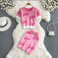 Celebrity Ice Silk Knitted Skirt Small Fragrant Two Piece Set