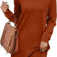 Back Fold Pocket Long Sleeve Sweater Dress