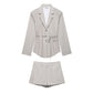Thin Belt Striped Blazer Mini Shorts
