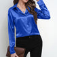 One Button Satin Shirt Temperament Long Sleeve Shirt
