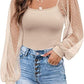Women's Lantern Sleeve Stitching Slim Top