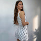 Polka Dot Printed Waist-controlled A- Line Mini Sling Dress