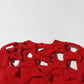 Robe amincissante rouge à motif de nœud creux, style mondain et tendance