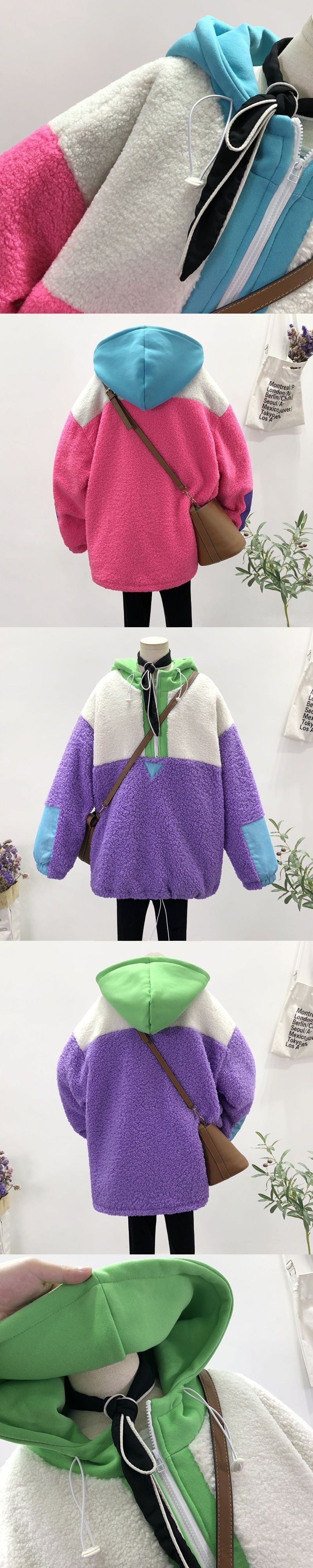 Pull ample à capuche en laine de style coréen pour femme