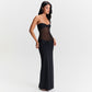 Detachable Shoulder Strap Kinked Mesh Slim Fit Dress