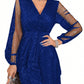 Three-quarter Length Sleeve V-neck Stitching Women's Midi Dress